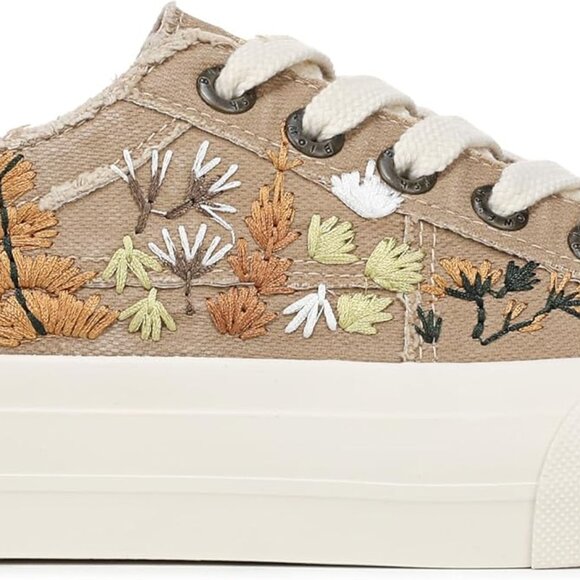 Women's Canvas Sneakers Vegan Casual Platform Lace-Up Taupe Size 9 - Picture 6 of 9